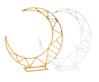Arco de Boda de Hierro Forjado en Forma de Luna Creciente con Soporte Triangular Hueco para Fondo de Boda y Decoración Floral