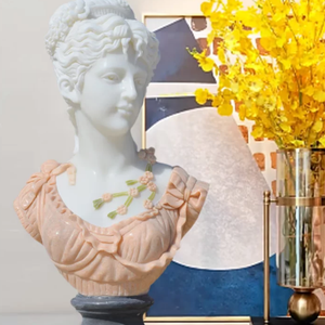 <span class=keywords><strong>Buste</strong></span> féminin en marbre sculpté à la main sur mesure pour galerie et projet de villa, statue classique en pierre. - Product Image 1