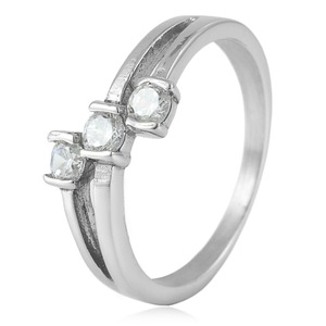 yunnique <b>Titanium</b> Steel Three Stone Diamond <b>Ring</b> Women's Engagement Wedding <b>Ring</b> 316L Stainless Steel Fine Jewelry - Product Image 1