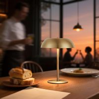 Lámpara de Mesa Portátil Recargable con Forma de Hongo, Inalámbrica, Regulable, de Metal, Funciona con Batería, con Luz Nocturna Táctil para Dormitorio, Bar, Cafetería