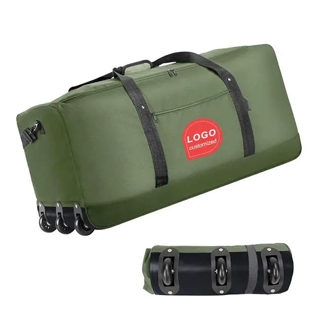 Fabriek Custom 85l/120l/140l Opvouwbare Reis Duffle Bag Grote Capaciteit Rollende Plunjezak Met 3 Wielen Voor Buiten Reizen