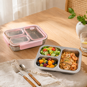 Stainless Steel Bento <b>Lunch</b> <b>Box</b> 3 Compartment Leakproof Dishwasher Safe Odor Free Food Container for <b>School</b> Office Travel - Product Image 2