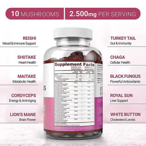 Oem ODM não tự nhiên hỗ trợ <span class=keywords><strong>vitamin</strong></span> Gummies phức tạp Nấm tăng cường năng lượng và bộ nhớ cho trẻ em - Product Image 3