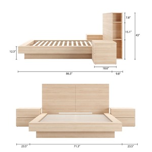Base de Cama de Plataforma Moderna de Madera de Ingeniería con Acabado en <span class=keywords><strong>Roble</strong></span> <span class=keywords><strong>Natural</strong></span> y Cabecera Grande - Product Image 3