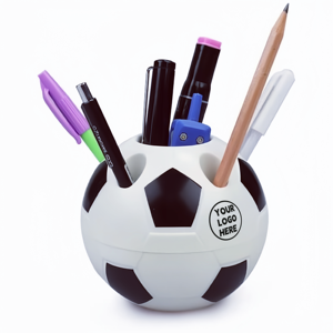 Porte-stylo de football personnalisé avec logo, en plastique, en forme de ballon, rangement de bureau pour événements sportifs, cadeau promotionnel, pot de papeterie scolaire - Product Image 1