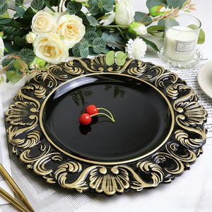 Vassoio Vintage Fatto a Mano 13\" in PP Stile Nordico Durevole con Bordo Barocco Intagliato per Casa, Hotel, Ristorante, Matrimoni e Feste - Product Image 2