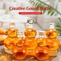Bouteille de vin en verre en forme de gourde 250ml-1000ml, bouteille à liqueur vide créative, pot de stockage scellé pour le vin