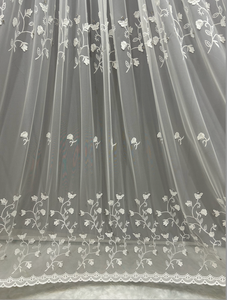<span class=keywords><strong>Tissu</strong></span> de rideaux en gaze brodée jacquard anti-boulochage de style vintage européen de luxe pour la décoration de salles de mariage et de banquets - Product Image 5