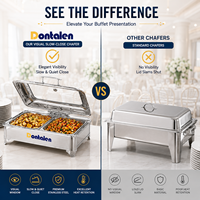 Chafing Dish aus Edelstahl mit Sichtfenster-Deckel und Soft-Close-Funktion, Buffet-Speisenwärmer für Hotel, Restaurant, Catering, Chafing Dish mit individuellem Logo
