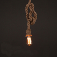 Jaune créatif jute corde de chanvre pendentif lumière e26 e27 support de lampe