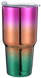 Vaso de acero inoxidable de doble pared con revestimiento holográfico cromado de 900 ml (30 oz), OEM, venta al por mayor, libre de BPA. - Product Image 4