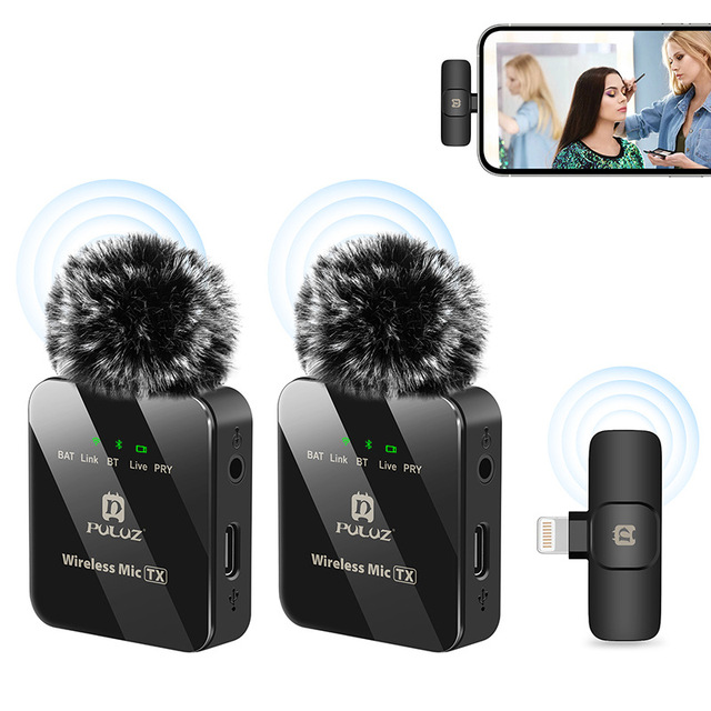 Dual Type-C Receiver Wireless 2.4G Lapel Microphone for Outdoor Live Recording Lavalier Microphones for Phones