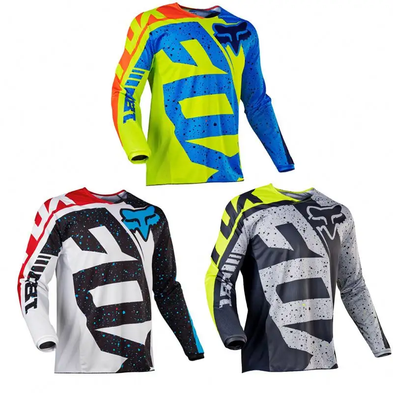 FOX Downhill-Jersey de ciclismo de montaña para hombre, ropa de carreras de manga larga personalizada, MTB