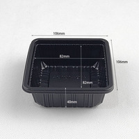 Barquettes alimentaires jetables en plastique PP noir de forme rectangulaire pour légumes, fruits, collations, nouilles, salades, sandwichs