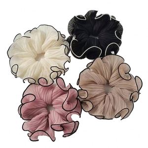 Cute Fabric Lace Wavy Flocked Circle Ball Large Intestine Forest Head Tie Hair Accessories Kids Hairbands - Product Image 1