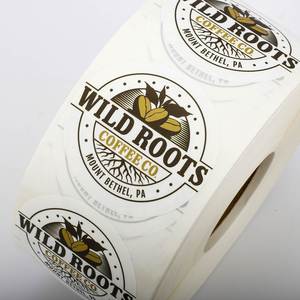 Wild Roots Coffee Co. Etiquetas Redondas Autoadhesivas de Papel, Duraderas, Impresas en Serigrafía Offset, Mount Bethel PA - Product Image 3