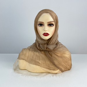 Écharpe en organza couleur teinture sale personnalisée, légère, voiles en viscose, Hijab, châle froissé à double épaisseur pour femmes musulmanes, mode de luxe - Product Image 4