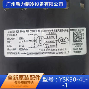 Moteur de ventilateur Guangdong Welling YSK30-4L-1 220-240V 50Hz 30W pour climatiseur, pièce de rechange - Product Image 1