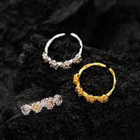 Bagues en argent véritable 925 plaqué or 18 carats avec zircon, design original, pour femmes, bijoux romantiques pour mariage et fête, vente en gros B2B