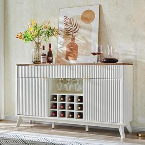 Mueble Bar Moderno Personalizado de Fábrica <span class=keywords><strong>con</strong></span> Diseño Acanalado para <span class=keywords><strong>Vino</strong></span> y Café, <span class=keywords><strong>con</strong></span> Cajones y Estantes Ajustables, Almacenamiento para Bar en Casa - Product Image 1