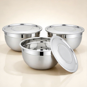 Bol de service en acier inoxydable pour cuisine, table à manger, restaurant, restauration, service alimentaire, mélange de salades, fruits, collations, soupes, riz, décoration - Product Image 2