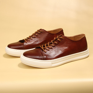 Zapatillas Casuales de Piel Genuina para Hombre, Negras con Cordones, a la Moda, Juveniles, para Caminar - Product Image 5