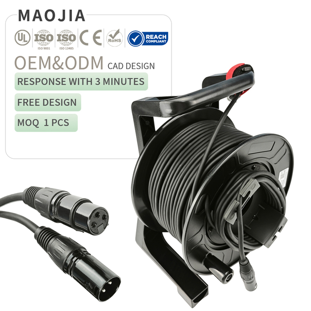 Heavy Duty Professional XLR 3 Pin M/F 50m 100m Microphone Cable Reel Mounted Noise Free Cable Drum Stage Performance Snake Cable