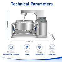 Marmite de cuisson automatique commerciale électromagnétique à agitation planétaire en acier inoxydable, mélangeur de cuisson, cuve de 600 mm, double combustible, économie d'énergie