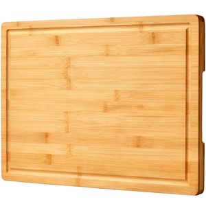 Planche à découper en bambou 18x12 pouces avec rainures profondes pour le jus et poignées latérales pour une utilisation en cuisine - Product Image 3