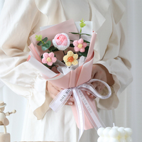 Bouquet de fleurs en laine tissées à la main marguerite au Crochet Rose tulipes au Crochet Bouquet de fleurs pour femmes fille cadeau