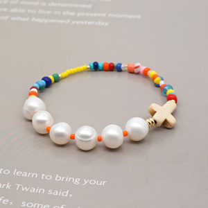 Fait à la main personnalisé Miyuki <span class=keywords><strong>Tila</strong></span> pour Bracelet pour femmes nouveau Design perlé croix arc-en-ciel <span class=keywords><strong>perle</strong></span> d'eau douce pour Bracelet mode - Product Image 6