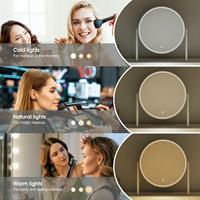 Miroir de maquillage de table rotatif à 360 degrés pour fabricants, en métal et verre, avec éclairage LED