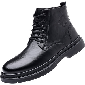 Bottes Martin pour hommes, bottes de travail hautes en fourrure pour l'hiver, antidérapantes, durables, à lacets, bottes à la cheville - Product Image 5
