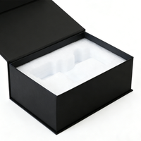 Boîte cadeau écologique en carton texturé noir avec logo personnalisé, fermeture magnétique, pliable, pour thermos, bouteille d'eau, tasse