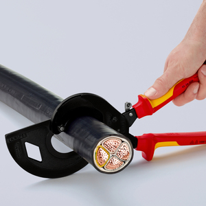 Tijeras de Trinquete Knipex de Acero al Carbono Rojas para Electricistas Industriales con 3 Años de Garantía - Product Image 1