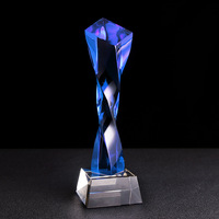 Trofeo Deportivo Ecológico de Cristal con Diseño de Columna Retorcida, Grabado Personalizado con Letras de Estrella de Cinco Puntas para Fin de Año