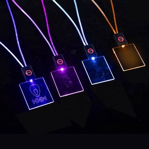 Longstargift Wholesale Custom Logo Rechargeable <strong>Led</strong> <strong>Light</strong> Up Glow Flashing Concert Wedding Party Event Promotional Lanyard - Product Image 1