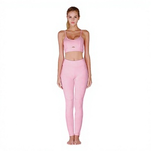 Ensemble de vêtements de sport de yoga taille haute personnalisé pour femmes, en Spandex/Nylon, sans couture, séchage rapide, soutien élevé, avec leggings et soutien-gorge dos nageur - Product Image 5