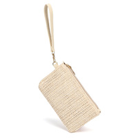 USENGKA-Pochette de tissage en paille, pochette cosmétique, mini-enveloppe, pochette, fermeture éclair, portefeuille