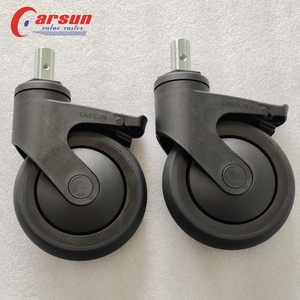 Roulettes médicales à tige longue avec anneau de maintien en TPR noir, verrouillage centralisé, fonctionnement silencieux et conception durable - Product Image 3