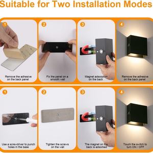 Nueva Lámpara de Pared Magnética LED con Carga USB, Luz Interior Táctil Regulable, Ilumina Hacia Arriba y Hacia Abajo, Decoración para Dormitorio, Sala de Estar, Escaleras - Product Image 5