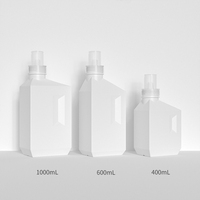 Bouteille en plastique HDPE vide de 1000 ml, blanche, carrée, grande capacité, pour savon liquide et désinfectant, avec bouchon à pression