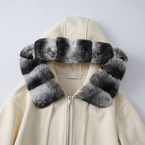 Jancoco Nuova Tendenza Moda Felpe Personalizzate da Donna con Pelliccia di Coniglio Rex Vera Staccabile - Product Image 4