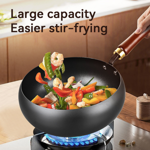 Thiết kế mới không dính không có lớp phủ gang chảo với kính nắp Nhà Bếp Nấu Ăn sắt lớn bụng Fry chảo Chảo wajan kuali - Product Image 2