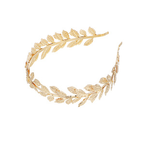 Serre-tête Orné de Feuilles Dorées Électroplaquées Style Baroque Vintage Tendance pour <span class=keywords><strong>Mariée</strong></span> - Product Image 5
