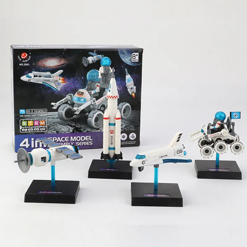 Quattro in uno spazio Rover Satellite scienza esperimento Puzzle kit giocattolo per la scuola primaria di plastica giocattolo per bambini