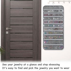 Organizador de Joyas Colgante de Doble Cara, Bolsa de Almacenamiento de Tela No Tejida con 80 Bolsillos y Cierre para Pendientes, Collares y Anillos - Product Image 4