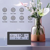 Station météo numérique LCD transparente en gros avec fonction snooze, calendrier électronique et affichage de la température pour bureau