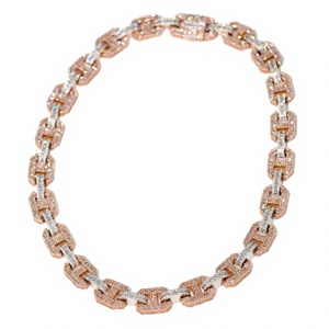 S925 Sterling Silver Lab Grown Diamond Necklace Two Tone Iced Chain <b>Pendant</b> Jewelry for Anniversary Wedding - Product Image 3