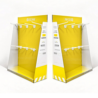 Présentoir de sol en carton personnalisé pour produits de détail avec crochets et patères